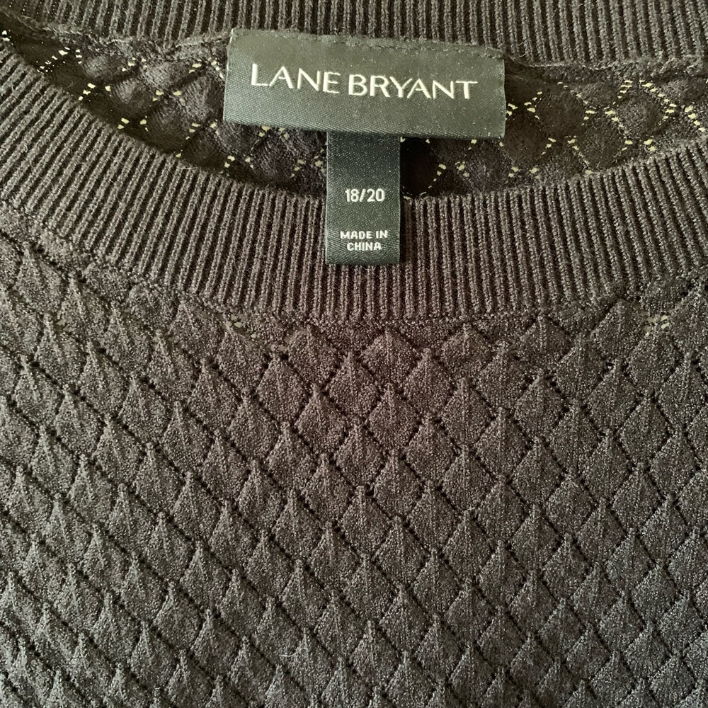 Lane Bryant Lightweight Pointelle Black Sweater